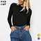 Clothing manufacturer high neckline back cut sexy long sleeve bodysuits for women