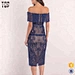 royal blue chiffon lace dress