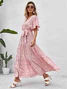 ruffle v neck dress