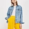 Wholesale stone wash button placket denim jackets in bulk plain denim jacket women