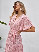 ruffle v neck dress
