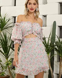 print off the shoulder dress
