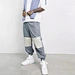 OEM custom side pockets design drawstring waist men's  pants gray oversized contrast panels tapered pants