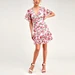 floral frill dress，dark blue floral dress，red floral summer dress