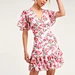 floral frill dress，dark blue floral dress，red floral summer dress