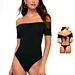 Chinese supplier black tie back short sleeves off the shoulder bodysuit for women