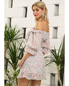 print off the shoulder dress