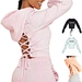 high quality custom design stretch cotton fall women clothing pink lace up back crop hoodie