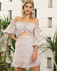 print off the shoulder dress