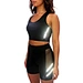 China Custom Sexy Reflective Stripe Tracksuit Two Piece Set Crop Tops And Biker Shorts Bodycon Matching Sets