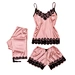 Women silk robe set lace nightgown 3PCS set V-neck home sleepwear silk pajamas sets