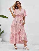 ruffle v neck dress