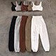 wholesale Women Sweatshirt，brown jogger set，velvet jogging suit