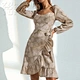 silk ruffle hem dress