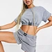 topshow custom logo distressed cotton two piece tshirt short set tshirt set womens