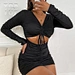 black satin cowl neck dress，black tiered midi dress，black ruched mini dress