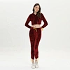 New arrival skinny tracksuits velvet fabric sexy jogging suit sportswear crop hoodie two piece pants set tracksuits for women