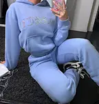 Plus Size Pink Long Sleeve Tracksuits Diamond Joggers Pants Hoodies For Women Tracksuit Set Sweatsuit
