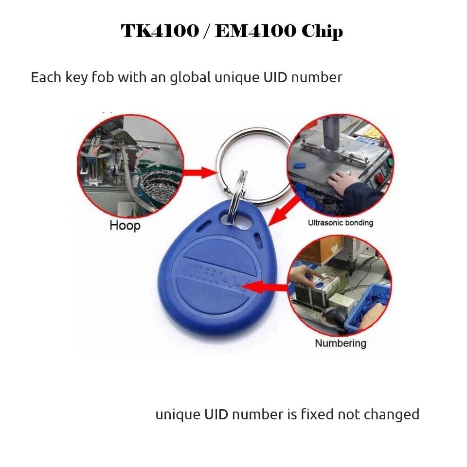 Read Only RFID 125 khz EM4100 Key Tag Keyfobs Ring Chip Keytab TK4100 Tags 125khz