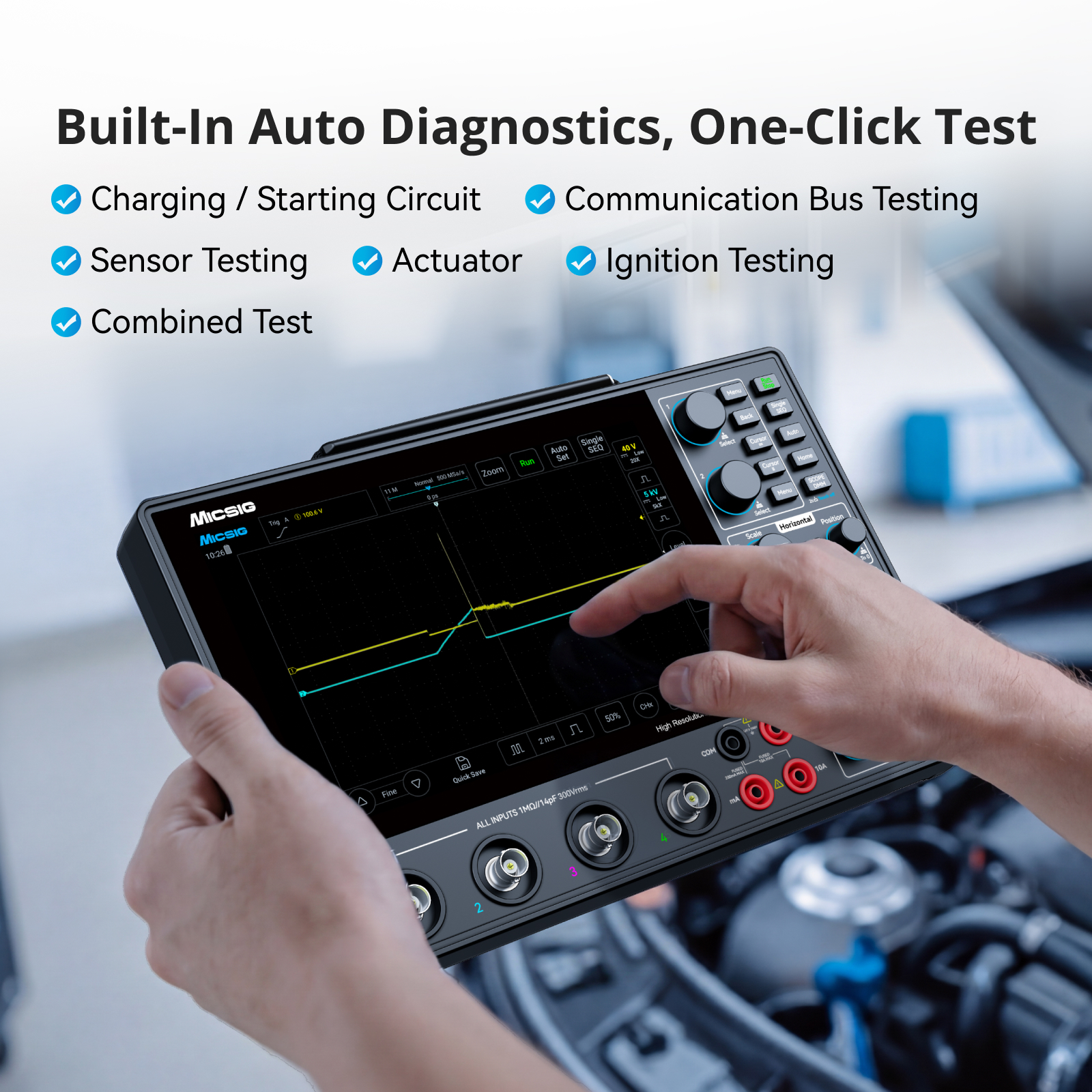 12-bit Micsig AHO1 Series Automotive Oscilloscope preset 
