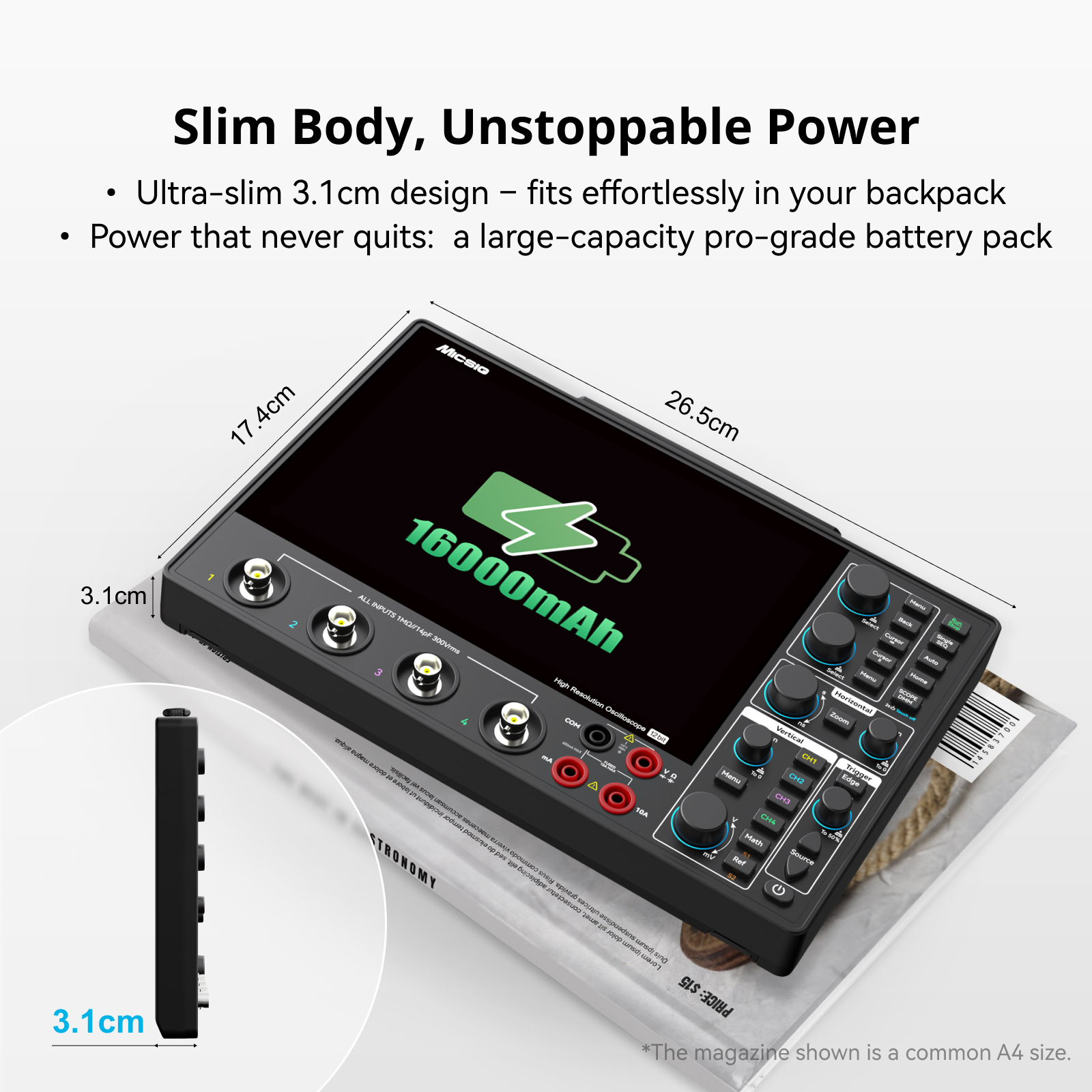 12-bit Micsig AHO1 Series Automotive Oscilloscope 3.1KG