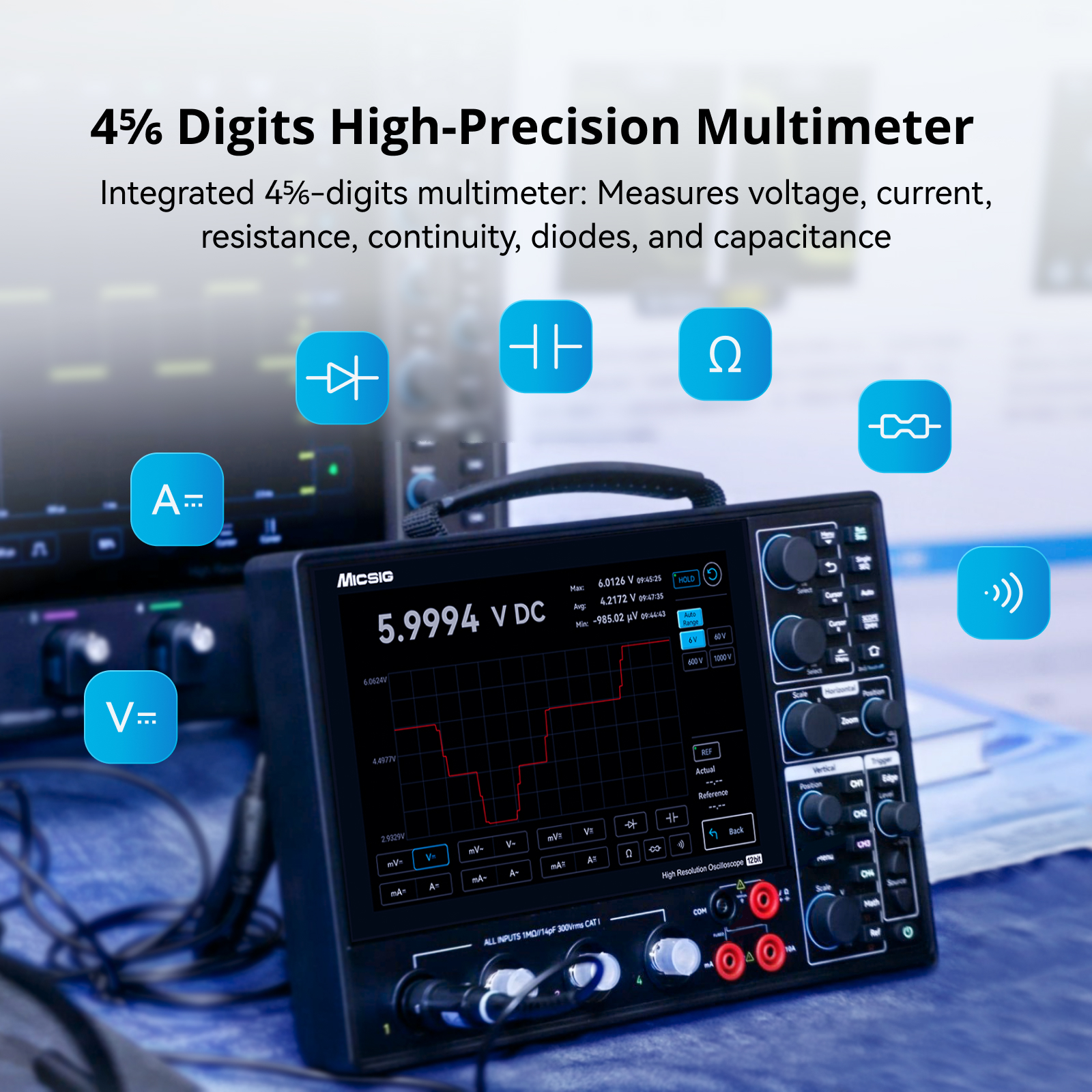 12-bit Micsig AHO1 Series Automotive Oscilloscope mulitimeter