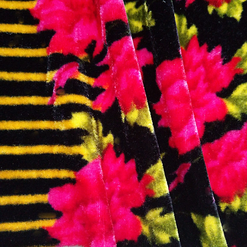 Weft woven polyester velvet printing