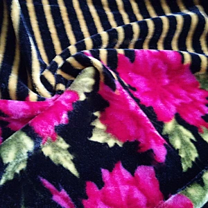 Weft woven polyester velvet printing