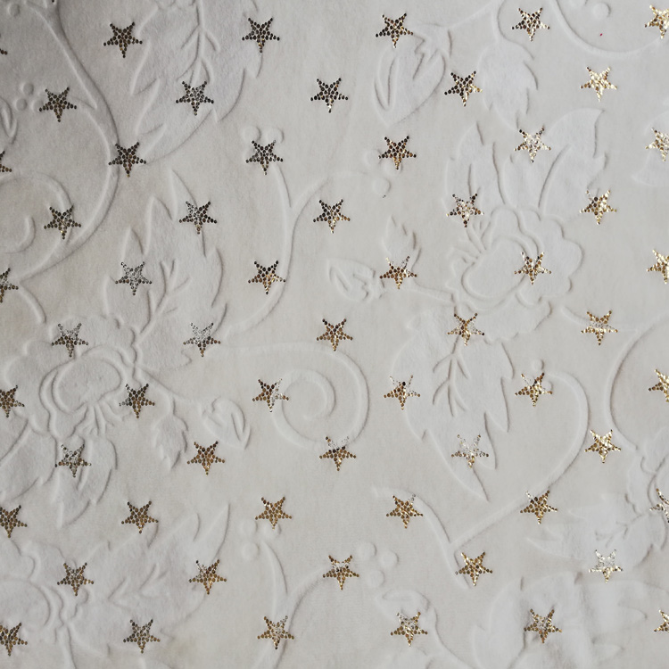 Embossed and Foil Printed Spandex Velboa