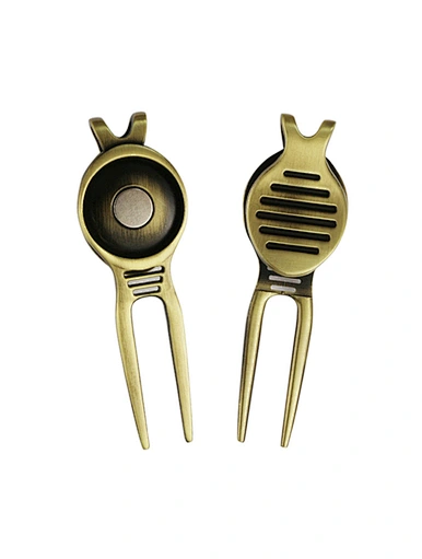 Divot tool golf - a must-have for every golfer. This handy tool helps repair divots on the green, ensuring a smooth and well-maintained surface. Compact and durable, it easily fits in your pocket or golf bag.
