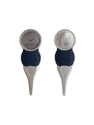 The divot repair tool is a compact and essential accessory for golfers. It is designed to fix the marks or indentations made by golf balls on the green.