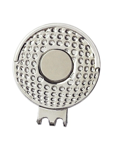The ball marker hat clip is a practical accessory for golfers. It easily attaches to the brim of a hat, providing a convenient place to store a ball marker.