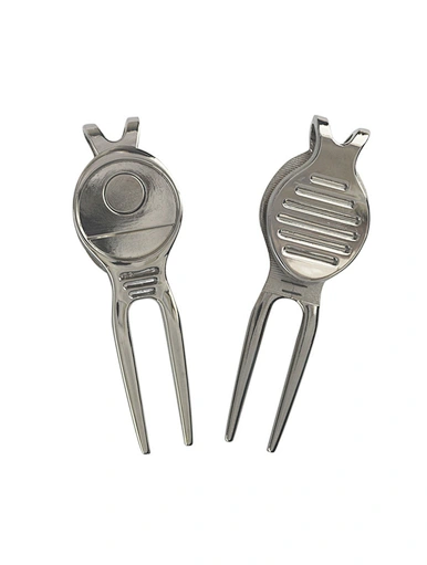 Golf divot tool and ball marker - a must-have combo for every golfer. The divot tool helps repair the green, while the ball marker keeps your spot. Compact and practical, this accessory ensures a smooth and enjoyable golfing experience.