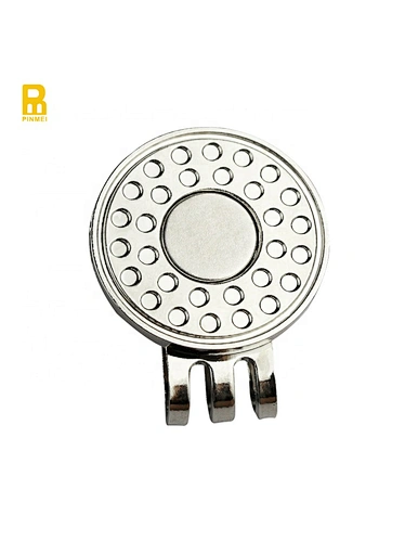 The golf hat clip is a practical accessory for golfers. It securely attaches to the brim of a hat, providing a convenient spot to hold a ball marker.