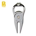 The bottle opener golf divot tool is a multi-functional accessory for golfers. It features a divot repair tool to fix ball marks on the green and a built-in bottle opener for refreshing beverages.