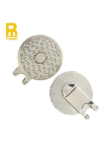The magnetic ball marker hat clip is a practical accessory for golfers. This clip attaches easily to the brim of your hat, keeping your ball marker secure and accessible. With its magnetic feature, it ensures quick and convenient marking during gameplay.