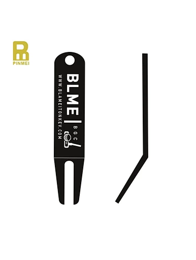 The golf repair tool is an essential accessory for repairing ball marks on the green. The tool features a sturdy prong and is made with durable materials to ensure longevity.
