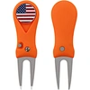 The switchblade golf divot tool is a useful and compact accessory for golf enthusiasts. With its sharp blade and prongs, it can quickly repair divots and ball marks on the greens. The automatic and retractable design makes it easy to use.