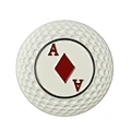 A golf poker chip is a unique accessory for golfers. This small, round chip is used as a ball marker during a round of golf. It features a distinctive design or logo and is made from durable materials.