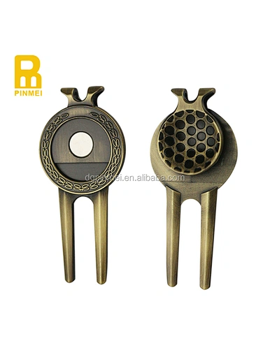A divot repair tool is a small handheld device used to repair the marks or indentations made on the golf course by golf balls landing on the ground.