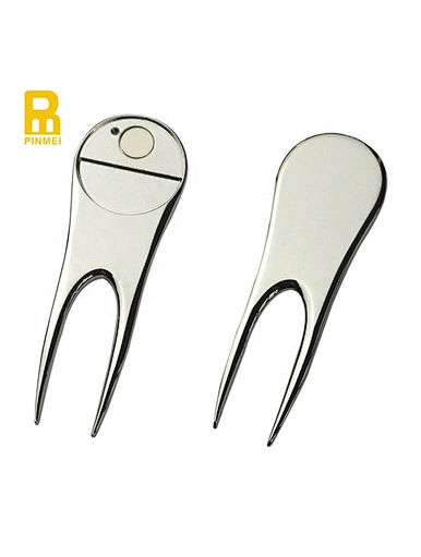 The ball marker divot repair tool is an essential golf accessory used for repairing divots on the green and marking the position of the ball. It is crafted with durable materials and features a sharp prong for effortless turf repair.