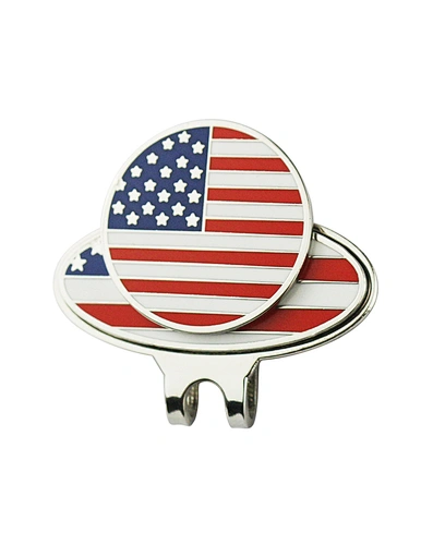 The magnetic golf ball marker hat clip is a practical accessory for golfers. It easily attaches to the brim of a hat and features a strong magnet to securely hold the ball marker in place.