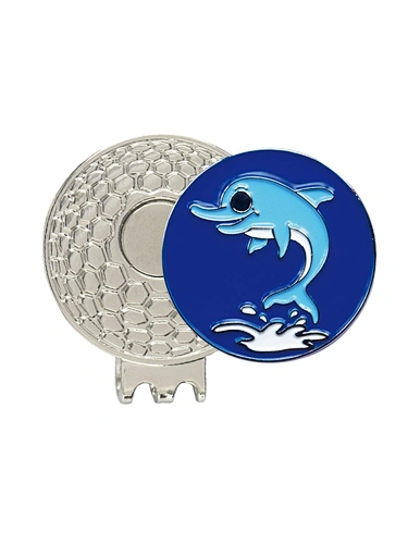 The golf ball marker hat clip is a convenient accessory for golfers. It securely attaches to the brim of a hat, allowing easy access to a ball marker. The clip is durable and lightweight, ensuring it won't weigh down the hat.