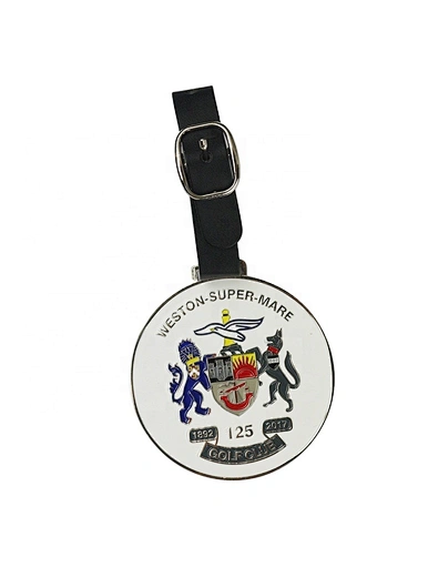 Round bag tags are compact and practical accessories that can be attached to golf bags. These tags are typically made from durable materials and can be customized with names, initials, or unique designs.