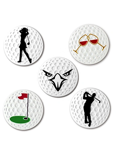 Magnetic marker golf is a convenient accessory used to mark the position of a golfer's ball on the green. These markers have a magnetic backing, allowing them to easily attach to any metal surface, such as a golf hat or golf glove.