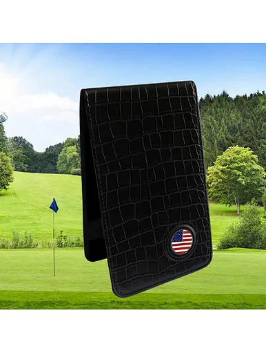 Leather golf scorecard holder is a stylish and practical accessory for golfers. Made from premium leather, it offers a luxurious and durable design. With a secure pocket for your scorecard and additional slots for tees and pencils.