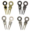 The metal divot tool is a durable and reliable accessory for golfers. Made from high-quality metal, it offers strength and longevity on the golf course.