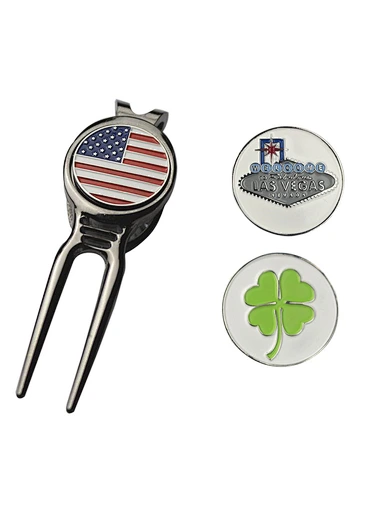 The custom divot tool with ball marker is a personalized and practical accessory for golfers. Made with high-quality materials, it features a divot repair tool and a detachable ball marker. Customize it with your name or logo for a unique touch.