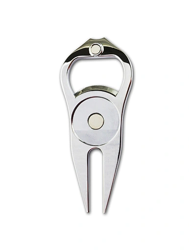 The metal divot tool is a durable and reliable accessory for golfers. Made from high-quality metal, it offers strength and longevity on the golf course.