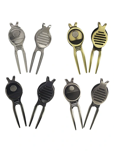 The divot tool and ball marker set is a versatile combo for golfers. The divot tool effortlessly repairs divots on the green, while the ball marker conveniently marks the position of the ball. With their compact design and durable construction.